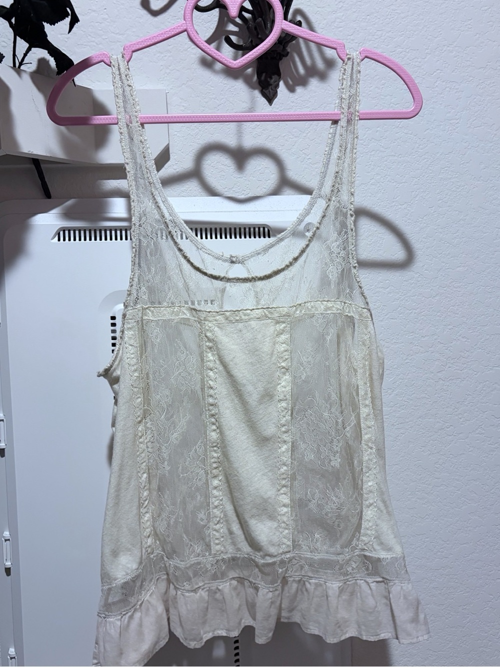 Vintage Abercrombie & Fitch white lace / cream babydoll tank top cami Size M